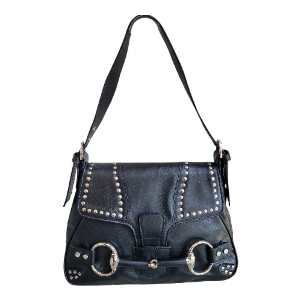 NWOT Gail Labelle Genuine Leather Black Boho Studded Shoulder Bag